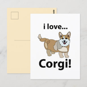 Cartão Postal Corgi Eu Amo Corgi