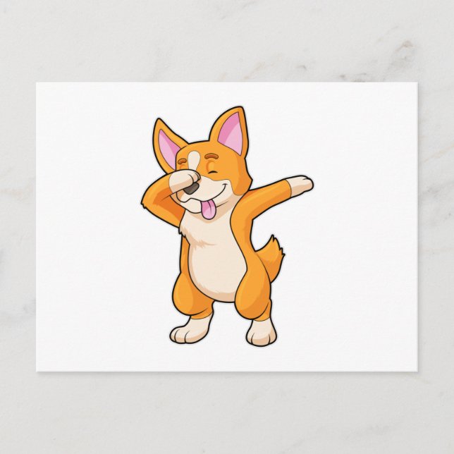 Cartão Postal Corgi Galês em Dança Hip Hop Dab (Frente)