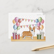 Corgi Galês Vermelho Pembroke Aniversário Colorido