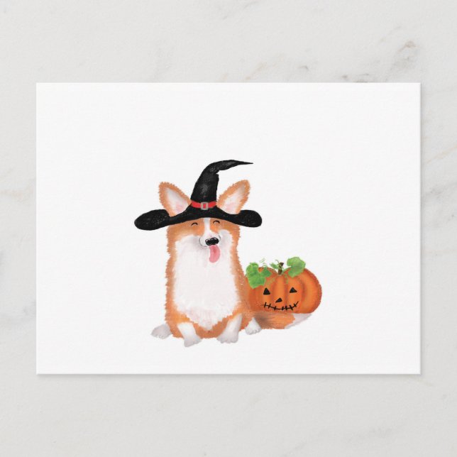 Cartão postal Corgi Halloween (Frente)