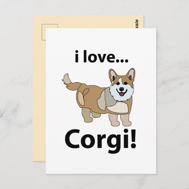 Cartão Postal Corgi I Love Corgi (Frente/Verso)