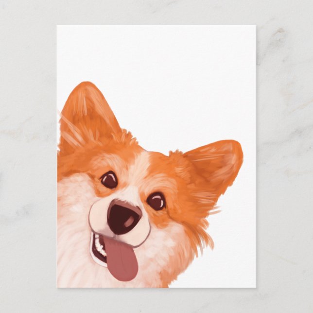 Cartão Postal Corgi Laranja-Cute (Frente)