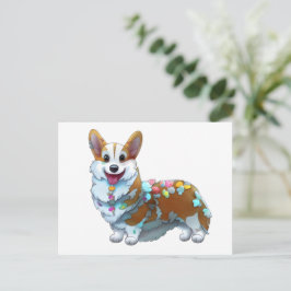 Cartão Postal Corgi laranja fofo para um humor positivo
