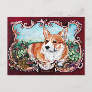 Cartão Postal Corgi no Jardim!