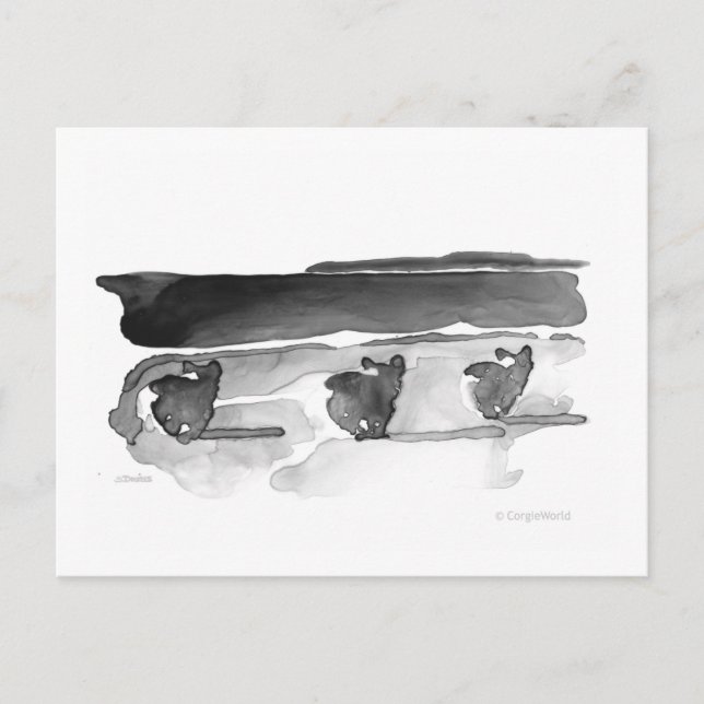 Cartão Postal Corgis on the Beach Postcard (Frente)