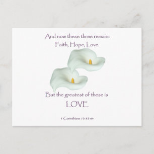Cartão Postal Corinthians 13:13 Faith Hope Love