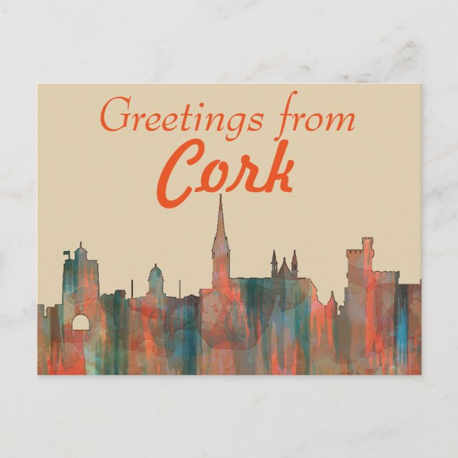 CARTÃO POSTAL CORK, IRLANDA SKYLINE (Frente)