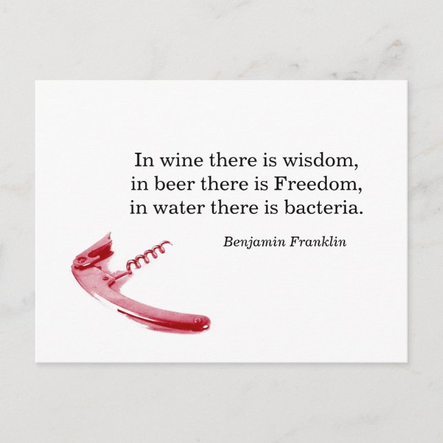 Cartão Postal Cork screw wine and beer quote postcard (Frente)