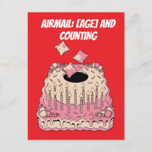 Cartão Postal Cornhole Airmail Bolo de Aniversário Piada Humor