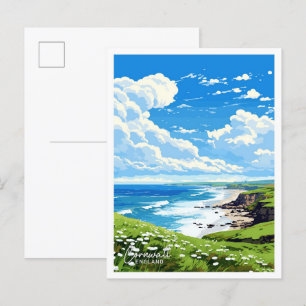 Cartão Postal Cornwall England Art Viagem Vintage