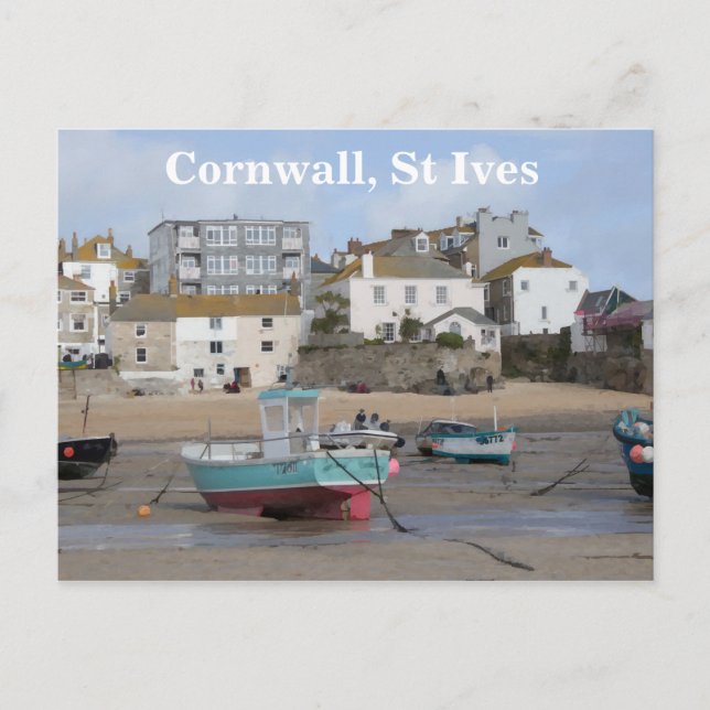 Cartão Postal Cornwall, Ruas Ives, uma vista de praia (Frente)