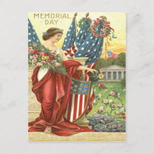 Cartão Postal Coroa da Bandeira dos EUA Cemitério da Senhora Lib