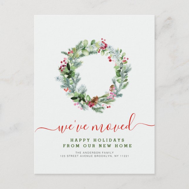 Cartão Postal coroa de feriado novo endereço  (Frente)