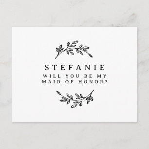 Cartão Postal Coroa de Folhagem Preta Você Será Minha Dama de Ho