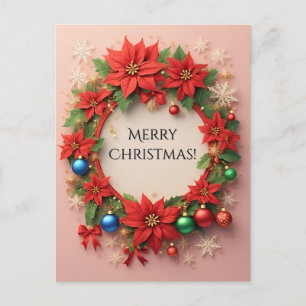 Cartão Postal Coroa de Natal Festiva