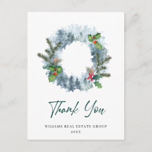 Cartão Postal Coroa de Natal Paisagem Agradecimento Corporativo