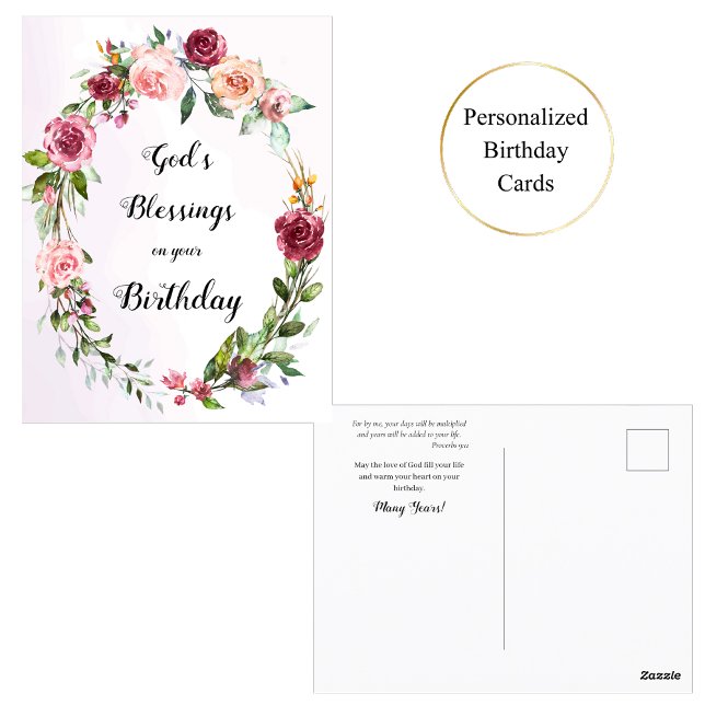 Cartão Postal Coroa de Rosas Vermelhas e Rosadas Aniversário Ort (Criador carregado)