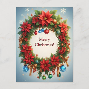 Cartão Postal Coroa Festiva de Férias de Natal 🎄✨ Poinsettia