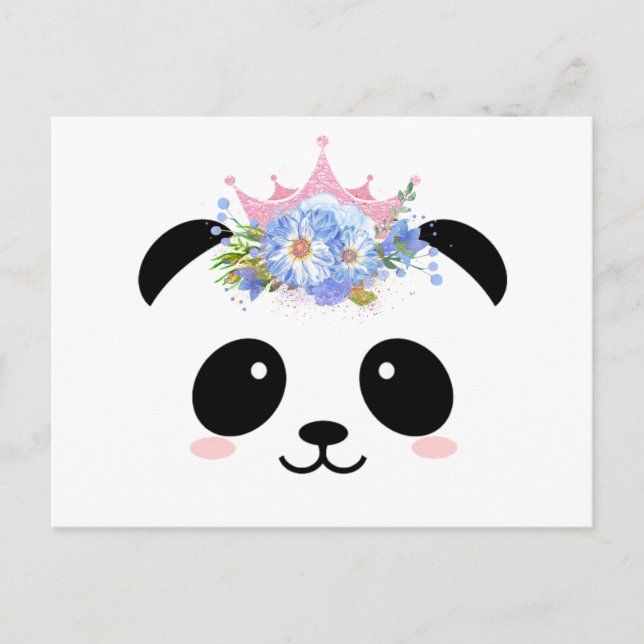 Cartão Postal Coroa floral da princesa panda bonita (Frente)
