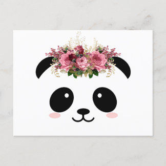 Cartão Postal Coroa floral panda