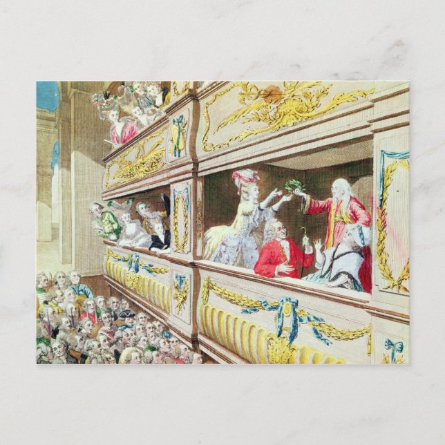 Cartão Postal coroação de Voltaire no Teatro Francais (Frente)