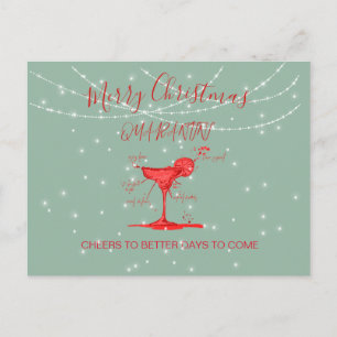 Cartão Postal Corona Christmas Holiday Quarantini Martini Green