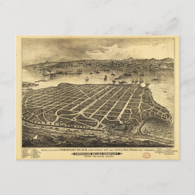 Cartão Postal Coronado Beach San Diego California (1880) (Frente)