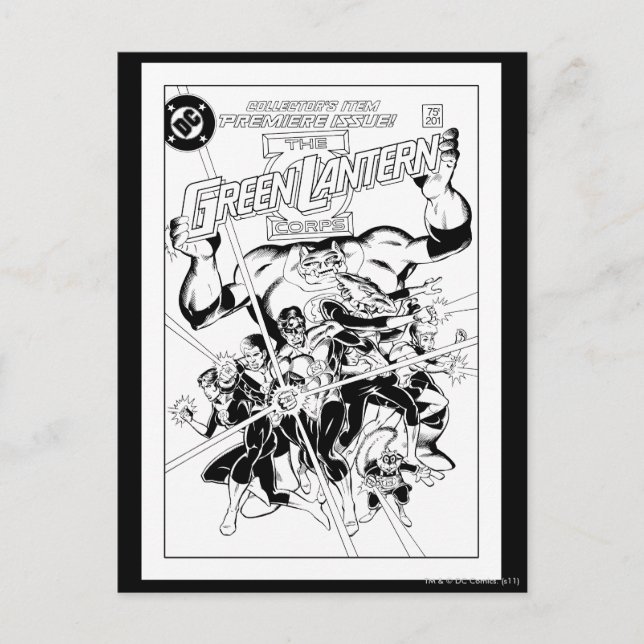 Cartão Postal Corpo dos Lanternas Verdes, Preto e Branco (Frente)