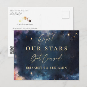 Cartão Postal Correção de Data Oops Noite Celestial Casamento