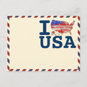 Cartão Postal correio aéreo IloveUSA