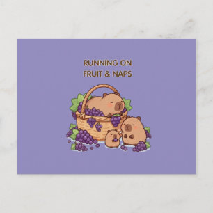 Cartão Postal Correndo de Frutas e Sonecas – Família de Capivara