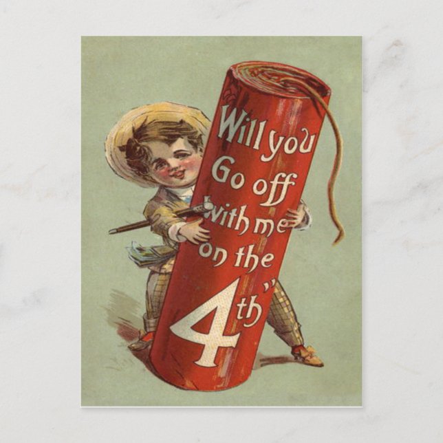 Cartão Postal Correspondência do Firecracker do Boy Fireworks (Frente)