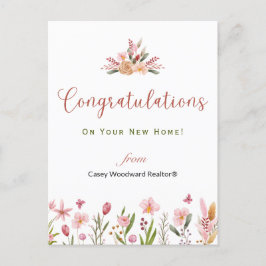 Cartão Postal Corretor de Imóveis Parabéns Flores Personalizadas