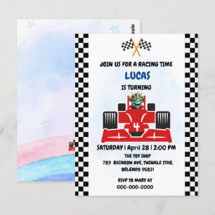 Cartão Postal Corrida de carro de dinossauro de aniversário meni