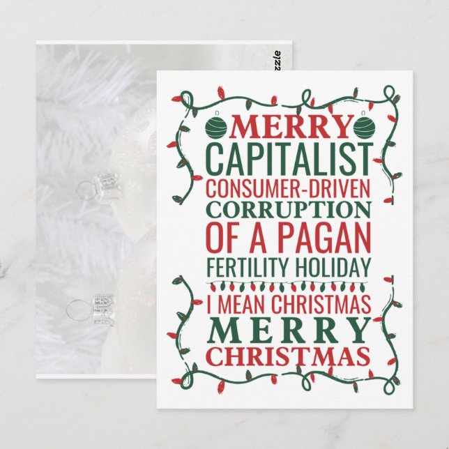 Cartão Postal Corrupção Da feliz De Um Feriado Pagão, Papais noe (Frente/Verso)