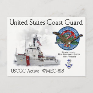 Cartão Postal Cortador de Endurância Média WMEC-618 Ativo USCG