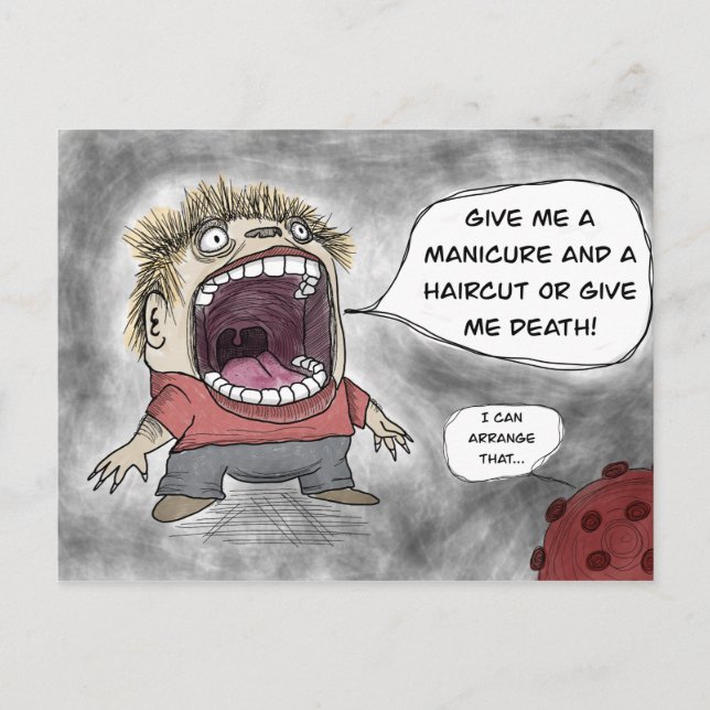 Cartão Postal Corte de cabelo ou morra! (Frente)