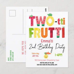 Cartão Postal Cortes de Frutas TWO-tti Frutti 2º Aniversário Fru