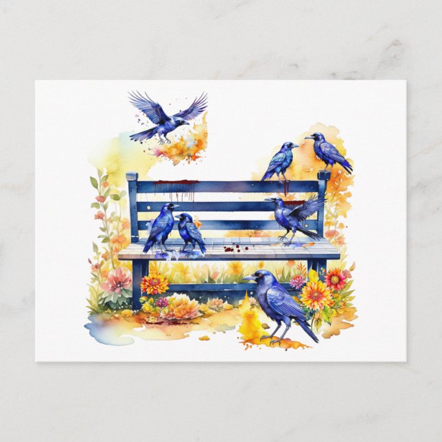 Cartão Postal Cortes do Dia de Hitchcock no banco (Frente)