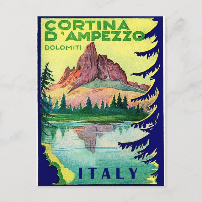 Cartão Postal Cortina D' Ampezzo, Dolðalps, Itália, colheita (Frente)