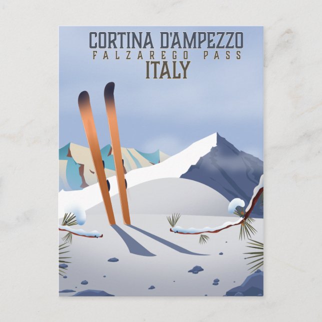 Cartão Postal Cortina d'Ampezzo Itália Esqui poster de Arte (Frente)
