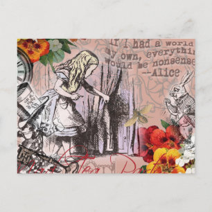 Cartão Postal Cortina de bobagem da Alice no país das maravilhas
