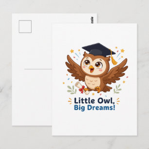 Cartão Postal Coruja de Formatura Fofa Pequena Coruja Grandes So
