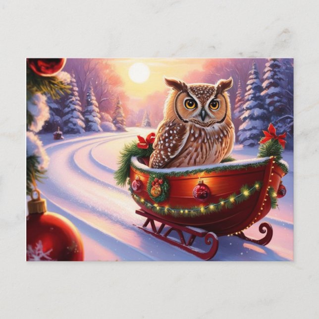 Cartão Postal Coruja de manga durante os feriados (Frente)