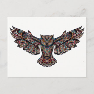 Cartão Postal Coruja em Voo - Design de Vidro Estacionado