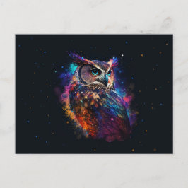Cartão Postal Coruja Espacial Colorida