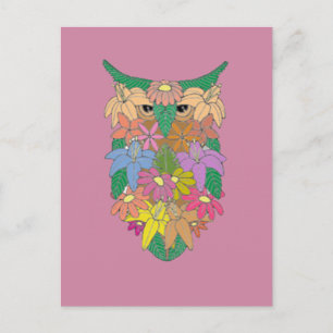 Cartão Postal Coruja Flor