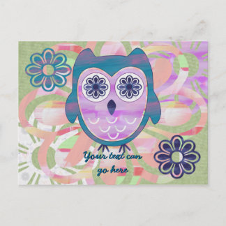 Cartão Postal Coruja Floral