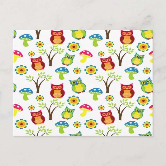 Cartão Postal Coruja Fora Na Árvore (Frente)