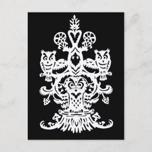Cartão Postal Coruja negra oca